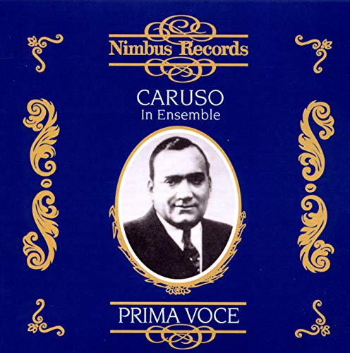 Blue album cover featuring a portrait of Enrico Caruso in an oval frame.