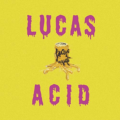 Yellow album cover with purple dripping text and a melting face image.