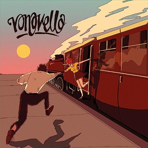 Album cover depicting a person running towards a departing red train.