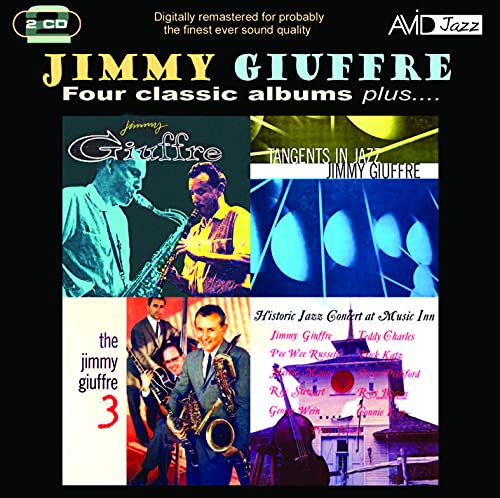CD cover for Jimmy Giuffre’s four jazz albums, featuring musician portraits.