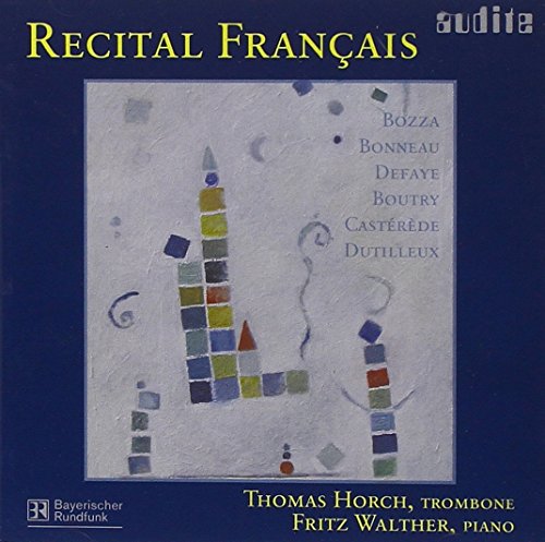 CD cover for “Recital Français” featuring abstract art and text listing composers.