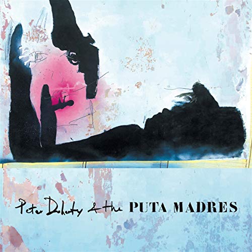 Album cover with abstract black figures on a pale blue and pink background.