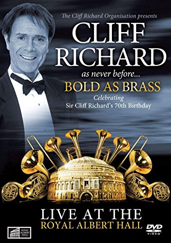 Cliff Richard “Bold As Brass” DVD cover with brass instruments and Royal Albert Hall.