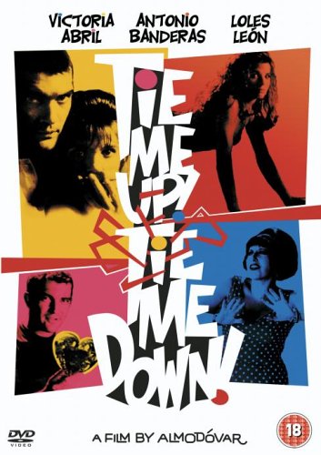 DVD cover for "Tie Me Up! Tie Me Down!" with film stills and bold text.