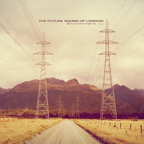 CD cover: dirt road between power lines and distant mountains.