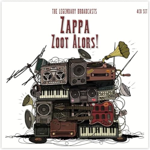 Frank Zappa “Zoot Aloors!” CD cover with stacked vintage audio equipment.