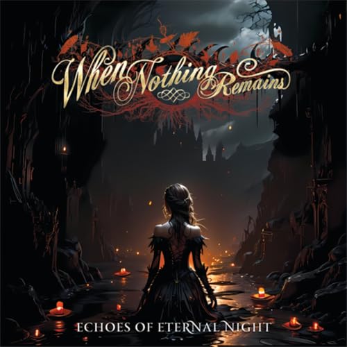 Album cover: woman facing a dark castle with floating candles.