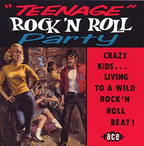 CD cover: 1950s teenagers at a rock and roll party scene.