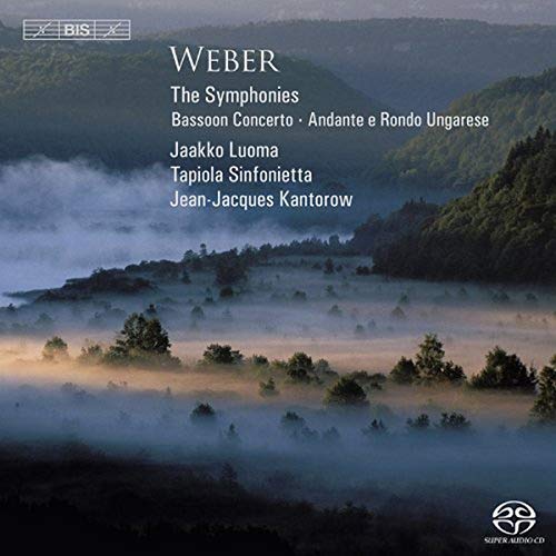 CD cover for Weber’s symphonies featuring a misty mountain landscape.