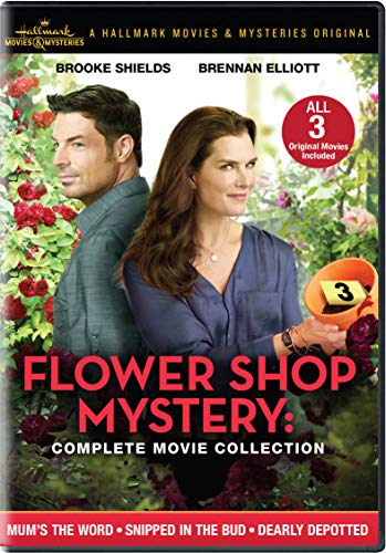 Man and woman standing back to back in front of flowers on DVD cover.