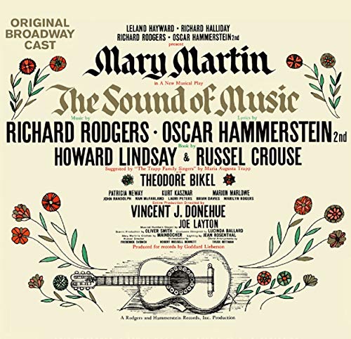 The Sound of Music original Broadway cast CD cover with text and guitar illustration.