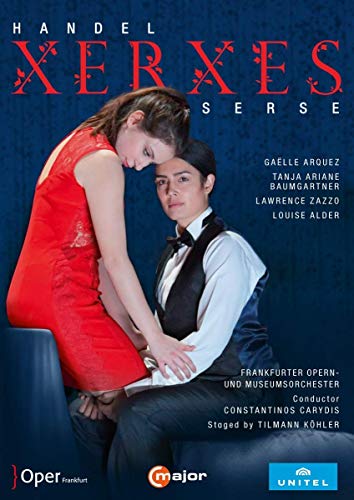 DVD cover for Handel’s *Xerxes* opera, featuring two performers in costume.