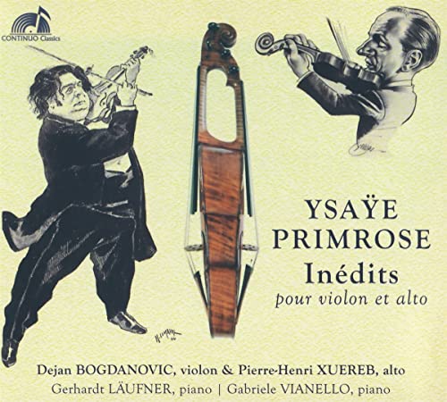 CD cover featuring two violinists and a violin illustration.