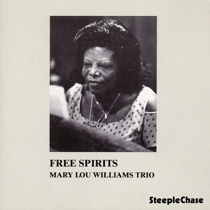 Black and white portrait of Mary Lou Williams, album cover for "Free Spirits.