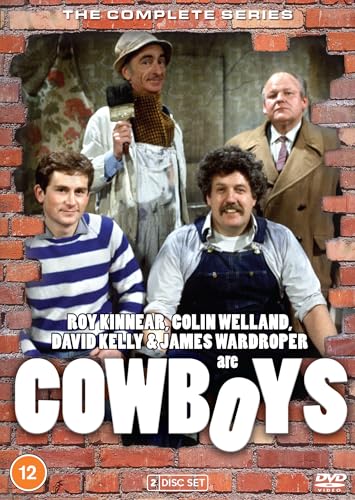DVD cover for "Cowboys" featuring four men in workwear, brick wall backdrop.