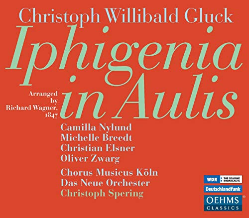 CD cover for Gluckās āIphigenia in Aulisā with red background and white text.