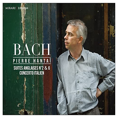 CD cover featuring portrait of Pierre Hantai and text “BACH”.