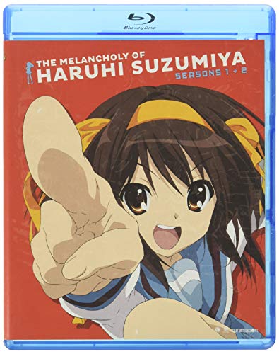BluCLSC Blu-ray cover of The Melancholy of Haruhi Suzumiya featuring Haruhi pointing forward.