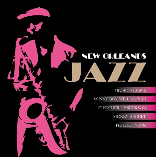 CD cover: Pink silhouette of a saxophone player with "New Orleans Jazz" text.
