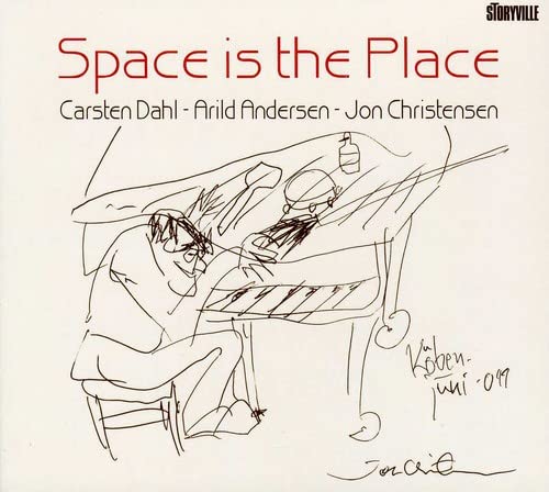 CD cover: sketch of musicians at a piano, text “Space is the Place”.