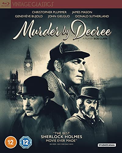 Blu-ray cover for "Murder by Decree" featuring three men in hats.