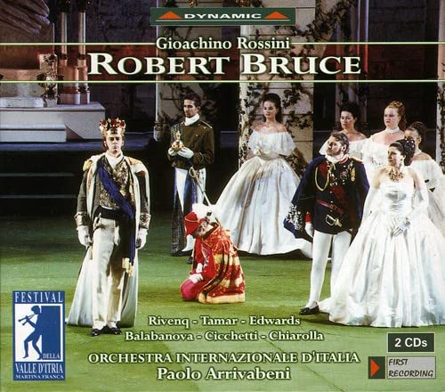 CD cover for Rossini’s “Robert Bruce” opera, featuring performers in costume.