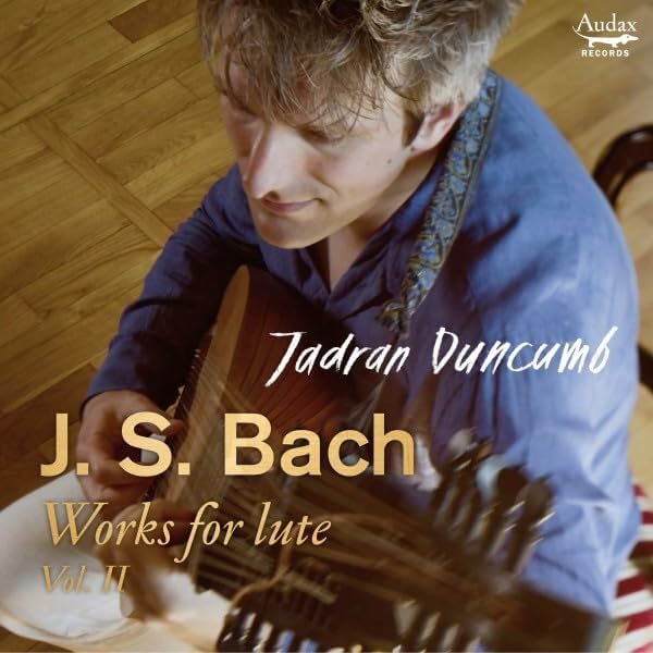 CD cover featuring a musician playing a lute, text: Jadran Duncumb, J.S. Bach.