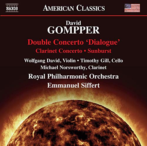 CD cover for David Gompper’s “Double Concerto ‘Dialogue’” with a sun image.