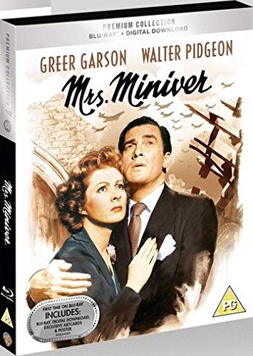 Mrs. Miniver" Blu-ray cover featuring Greer Garson and Walter Pidgeon.