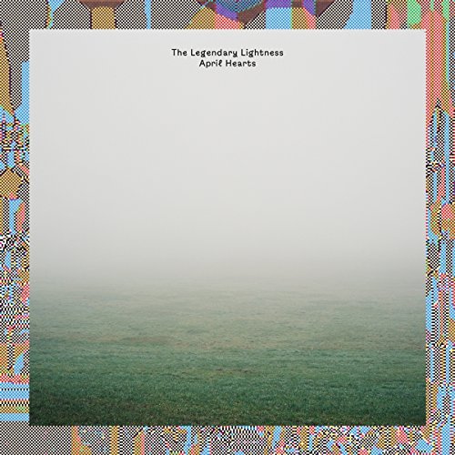 CD cover: green field fading into fog, patterned border, text.