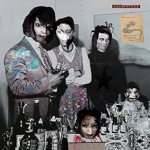 Album cover featuring distorted, collage-style portraits and wine glasses.