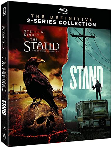 Blu-ray case for "The Stand" featuring a raven, skull, and desolate landscape.