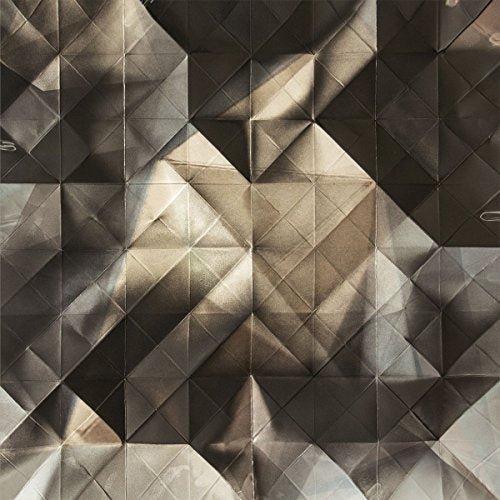 Geometric, folded paper texture in shades of brown and silver.