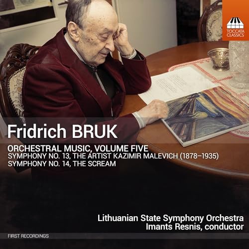 CD cover featuring composer Fridrich Bruk and abstract artwork.