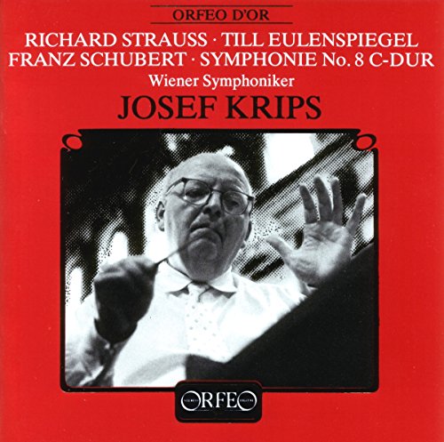 CD cover: Josef Krips conducting, red background, black and white photo.