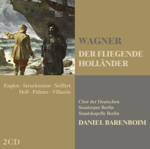 CD cover for Wagner’s “Der Fliegende Holländer” with figures and stormy sea.