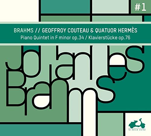 CD cover for Brahms piano quintet and Klavierstücke by Geoffroy Couteau.