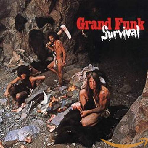 Grand Funk Railroad "Survival" album cover with figures in caveman attire.