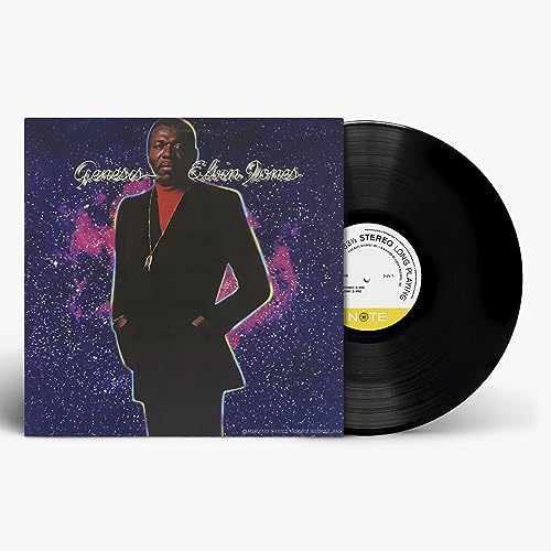 Vinyl record of Elvin Jones’ “Genesis” album with portrait cover.