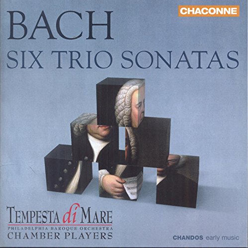 CD cover for Bach’s Six Trio Sonatas featuring abstract portrait art.