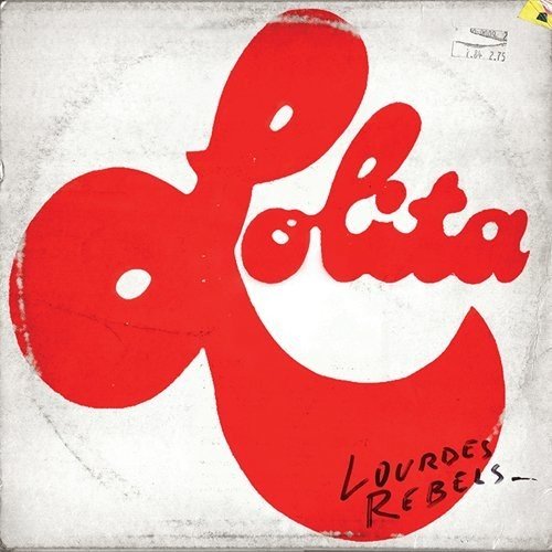 Red abstract shape and “Lolita” text on a white vinyl record cover.