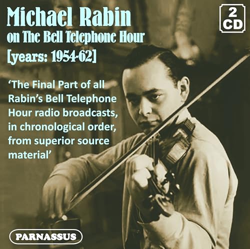 CD cover featuring violinist Michael Rabin playing, with text and logo.