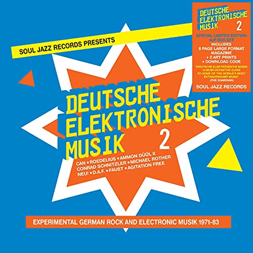 Vinyl record cover: orange starburst with "Deutsche Elektronische Musik 2" text.