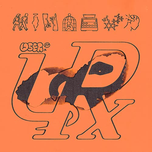 Orange vinyl record cover with large white “USER” text and abstract art.