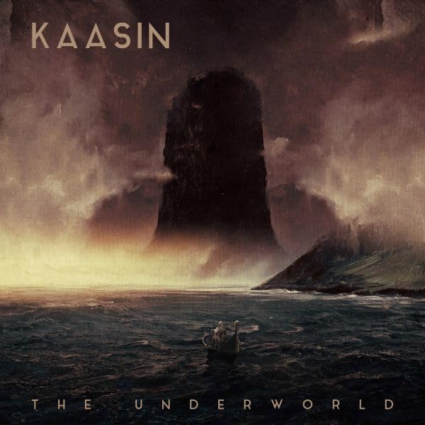 CD cover: dark seascape with a massive rock formation and small boat.