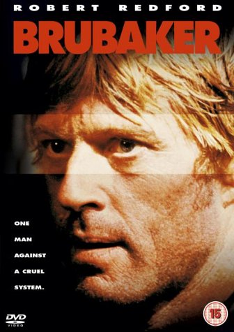 DVD cover for "Brubaker" featuring Robert Redford’s close-up portrait.