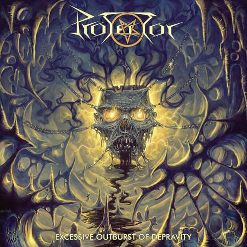 CD cover for "Protector - Excessive Outburst Of Depravity" with skull imagery.