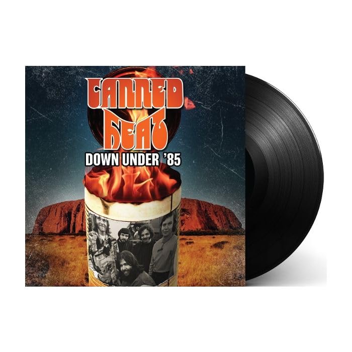 Canned Heat "Down Under '85" vinyl record with Australian landscape cover.