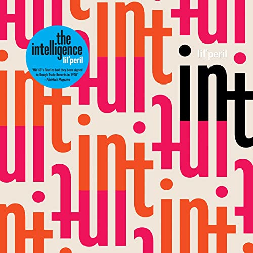 Album cover for "Intelligence - lil' Peril" with repeating text pattern.