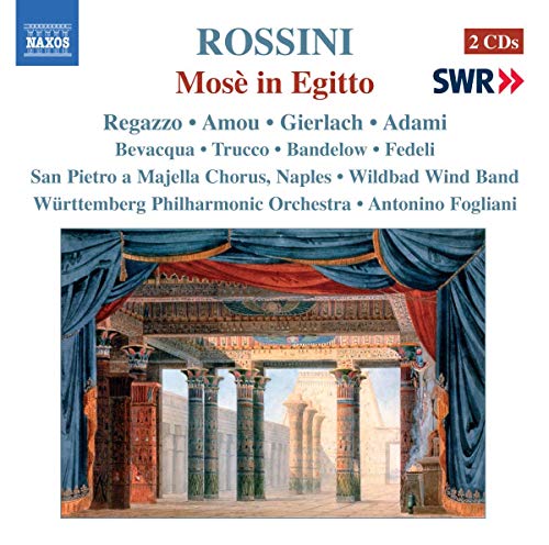 CD cover for Rossini’s “Mose in Egitto” with stage backdrop image.